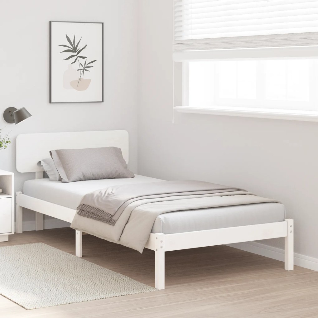 vidaXL Σκελετός Κρεβατιού Λευκό 90 x 190 cm Μασίφ ξύλο πεύκου