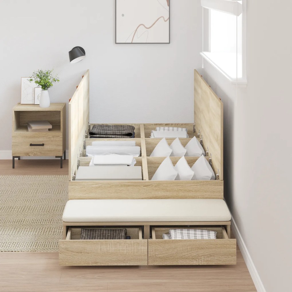 vidaXL Κρεβάτι Αποθήκης Sonoma Oak 100x200 εκ