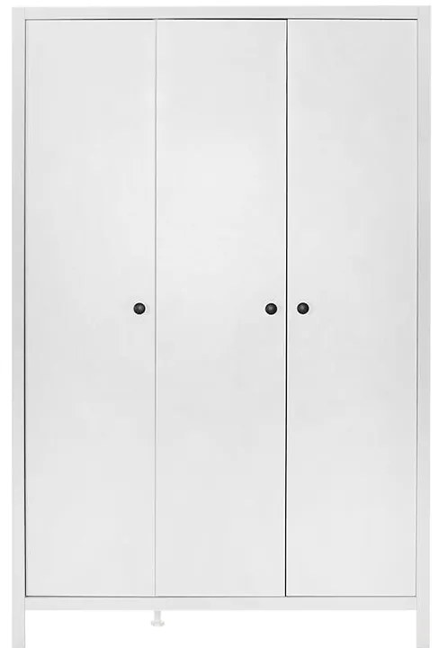 Ντουλάπα ρούχων French Megapap τρίφυλλη χρώμα λευκό 125x54x196εκ.