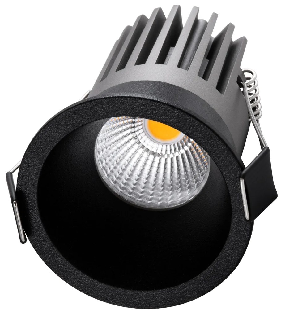 GloboStar® MICRO-B 60244 Χωνευτό LED Spot Downlight TrimLess Φ6cm 7W 910lm 38° AC 220-240V IP20 Φ6 x Υ7.8cm - Στρόγγυλο - Μαύρο - Φυσικό Λευκό 4500K - Bridgelux COB - 5 Years Warranty