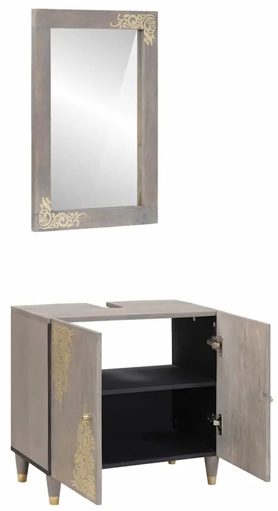 vidaXL Σετ Επίπλων Μπάνιου Επιτοίχιο 2 pcs Γκρι 62 x 33 x 58 εκ.
