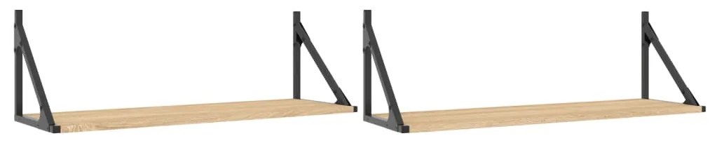 vidaXL Ράφια Τοίχου 2 τεμ. Sonoma Δρυς 80x25x25,5 εκ. από Τεχνητό Ξύλο
