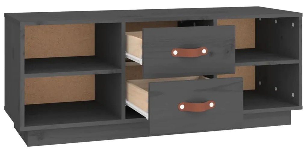 vidaXL Έπιπλο Τηλεόρασης Γκρι 100x34x40 εκ. από Μασίφ Ξύλο Πεύκου