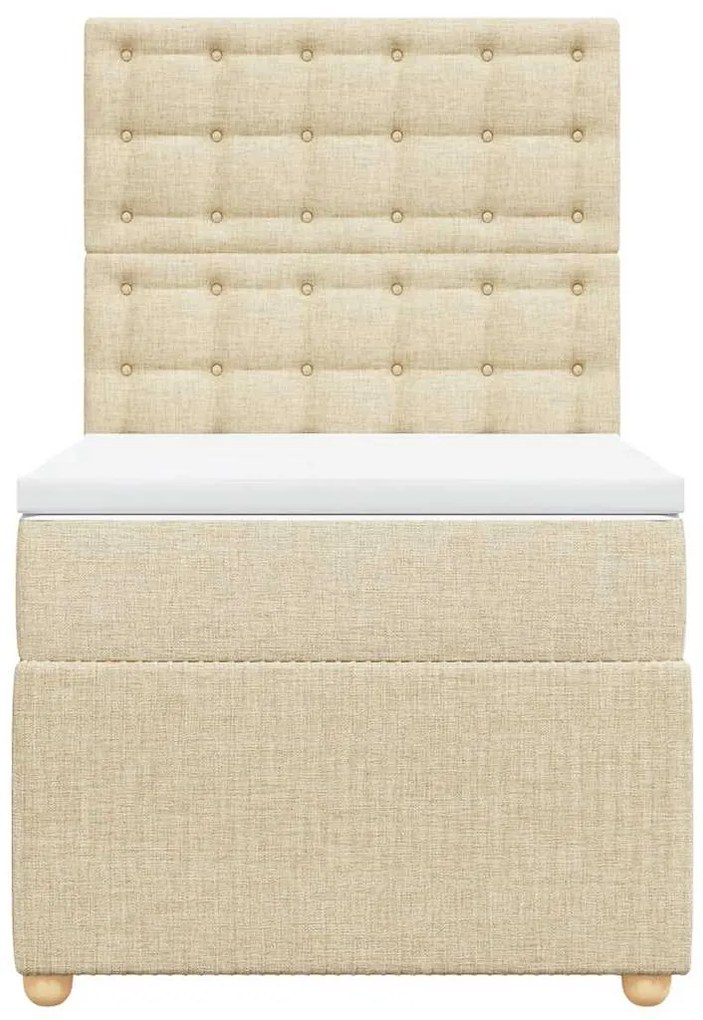 vidaXL Κρεβάτι Boxspring με Στρώμα Κρεμ 90x190 εκ.Υφασμάτινο