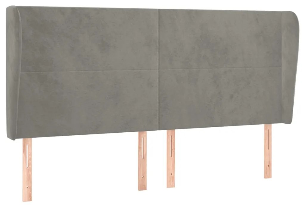 vidaXL Κεφαλάρι με Πτερύγια Ανοιχτό Γκρι 183x23x118/128 εκ. Βελούδινο