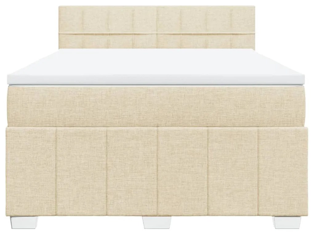 Κρεβάτι Boxspring με Στρώμα Κρεμ 140x200 εκ. Υφασμάτινο - Κρεμ