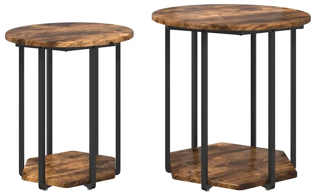 vidaXL Σετ βοηθητικά τραπεζάκια 2 pcs Καπνιστή βελανιδιά και Μαύρο