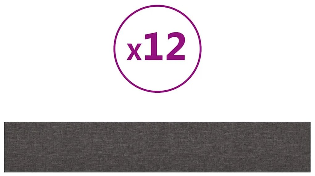 vidaXL Πάνελ Τοίχου 12 τεμ. Σκούρο Γκρι 90 x 15 εκ. 1,62 μ Υφασμα