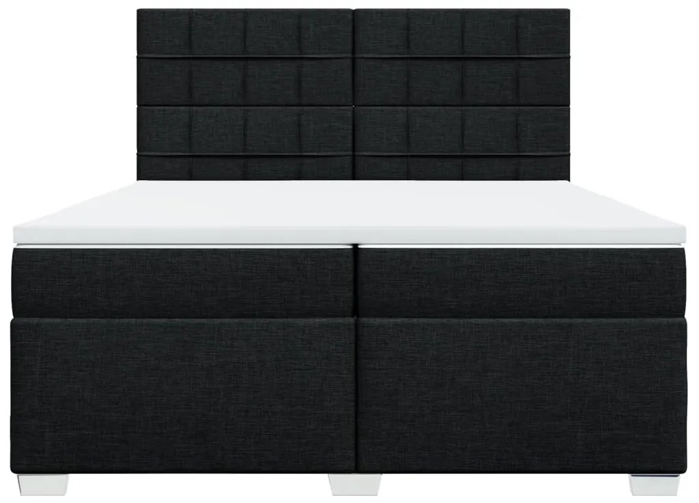 vidaXL Κρεβάτι Boxspring με Στρώμα Μαύρο 200x200 εκ. Υφασμάτινο