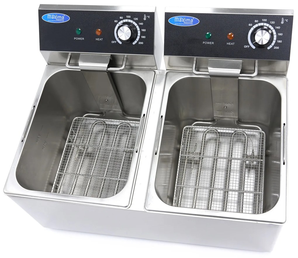 Deep Fryer - 2 x 8L - 2 Baskets - up to 2,8kg of Fries