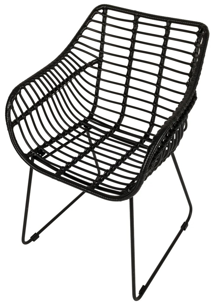 Πολυθρόνα Κήπου KALAMBO Μαύρο Αλουμίνιο/Rattan 56x57x81cm - 14840052