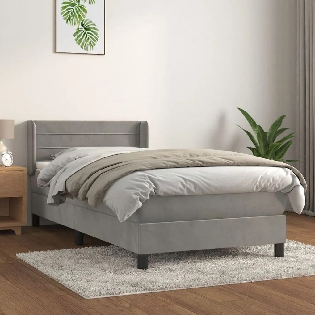 ΚΡΕΒΑΤΙ BOXSPRING ΜΕ ΣΤΡΩΜΑ ΑΝΟΙΧΤΟ ΓΚΡΙ 90X200 ΕΚ. ΒΕΛΟΥΔΙΝΟ 3130997