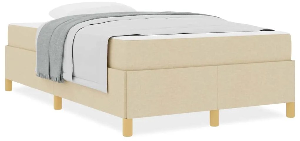 vidaXL Κρεβάτι με ελατήρια Λευκό και Κρέμα 120 x 190 cm Πολυεστέρας