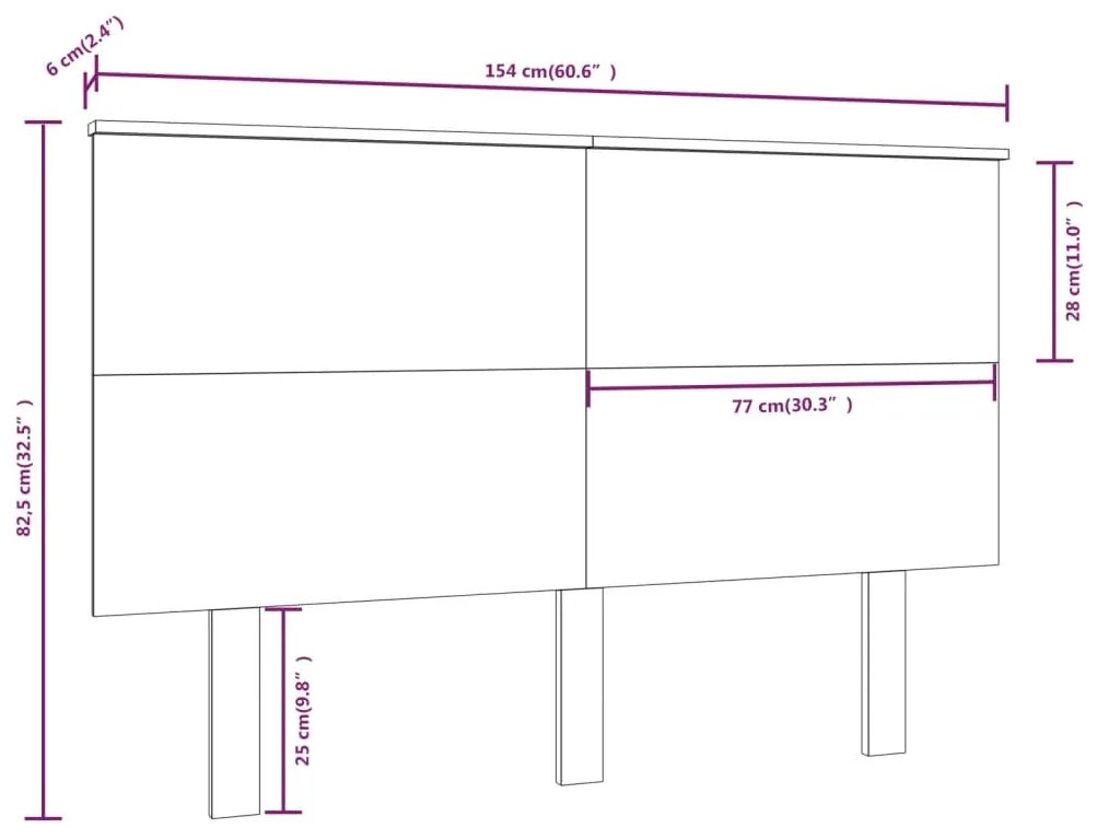 vidaXL Κεφαλάρι κρεβατιού Καφέ 154x6x82,5 εκ. από Μασίφ Ξύλο Πεύκου