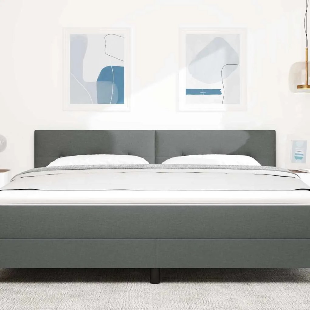 vidaXL LED Κεφαλάρι με φώτα λωρίδας LED Σκούρο Γκρι 180 cm ύφασμα