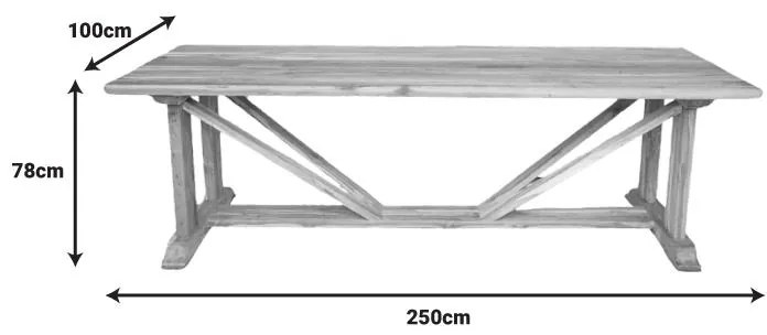 Τραπέζι Smarious teak ξύλο σε φυσική απόχρωση 250x100x78εκ 250x100x78 εκ.