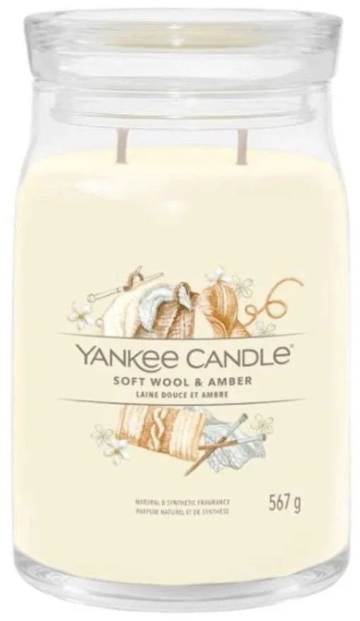 Αρωματικό Κερί Soft Wool &amp; Amber Large 1721061E 9,3x15,7cm Cream Yankee Candle Wax,Glass