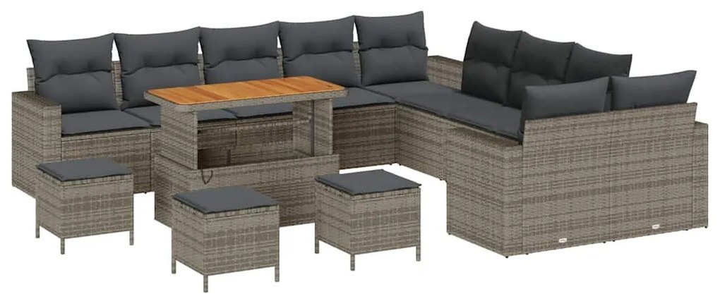 vidaXL Σετ Καναπέ Κήπου 14 pcs Γκρι συνθετικό ρατάν