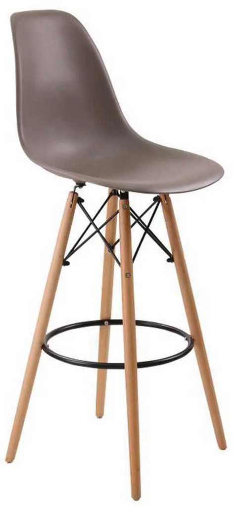Σκαμπό Μπάρ Art Wood Sand Beige Ε509,3P 52X46X114 cm Σετ 4τμχ Wood, Polypropylene