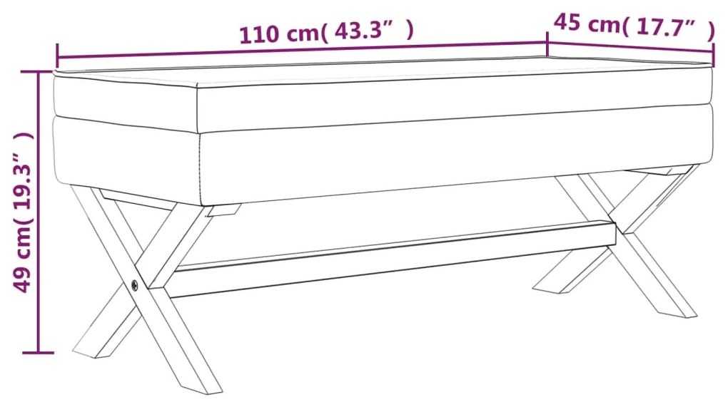 vidaXL Σκαμπό Αποθήκευσης Σκούρο Γκρι 110 x 45 x 49 εκ. Βελούδινο