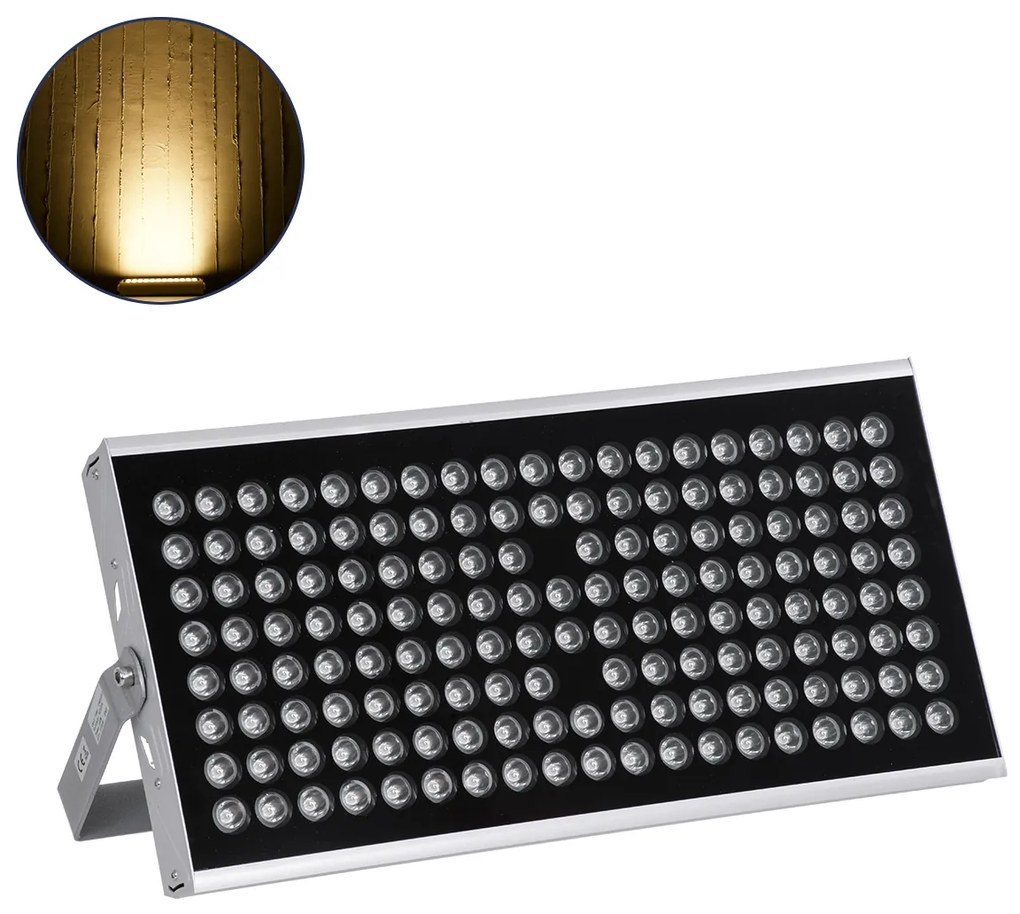 GloboStar FLOOD-TENA 90223 Προβολέας Wall Washer για Φωτισμό Κτιρίων LED 150W 13500lm 10° DC 24V Αδιάβροχο IP65 L43.5 x W15.5 x H18cm Θερμό Λευκό 2700K - Ασημί - 3 Years Warranty - 90223