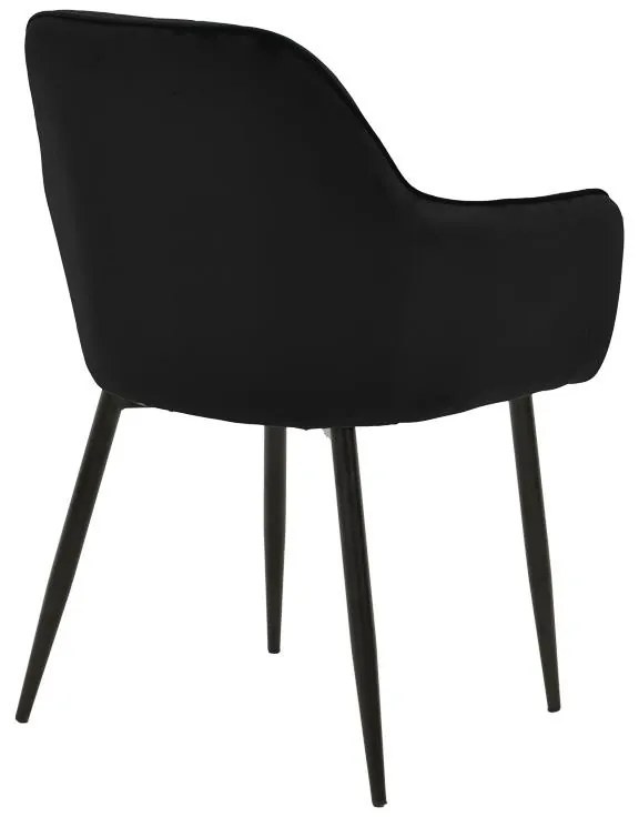Καρέκλα - Πολυθρόνα Noor σε Μαύρο Βελούδο με Μαύρο Μεταλλικό Πόδι 58x58x86εκ. 2αδα 58x58x86 εκ.
