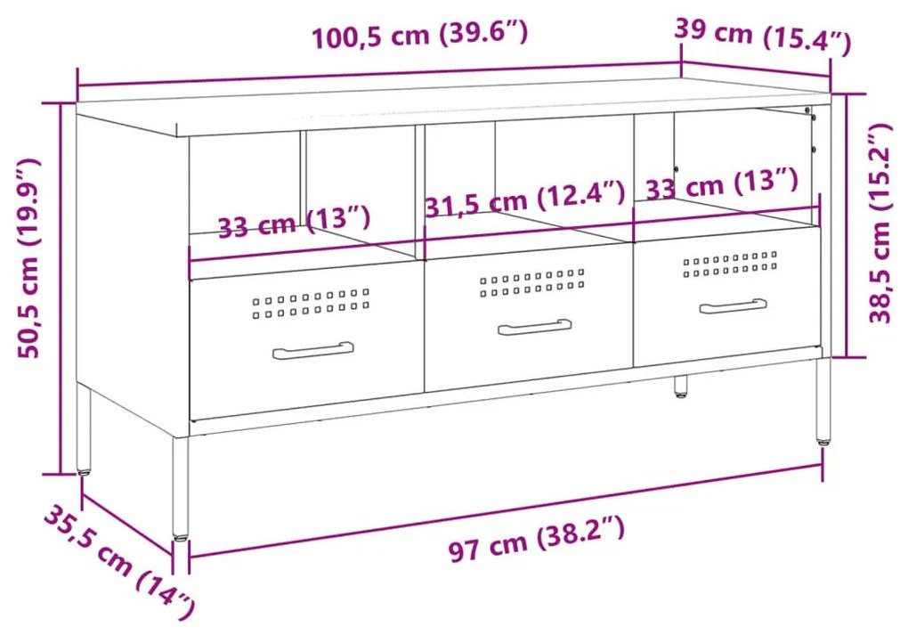 Έπιπλο Τηλεόρασης Λευκό 100,5x39x50,5 εκ. από Ατσάλι - Λευκό