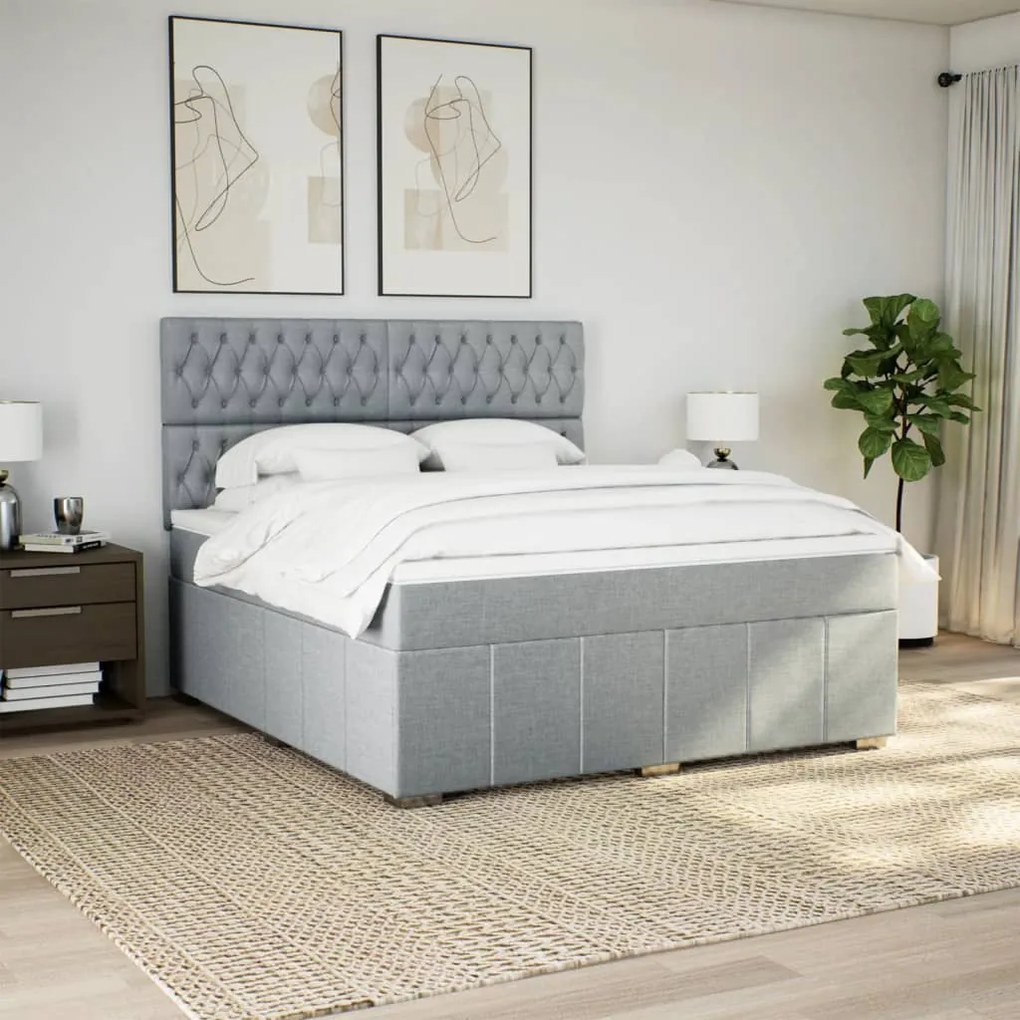 ΚΡΕΒΑΤΙ BOXSPRING ΜΕ ΣΤΡΩΜΑ ΑΝΟΙΧΤΟ ΓΚΡΙ 180X200 ΕΚ. ΥΦΑΣΜΑΤΙΝΟ 3291754