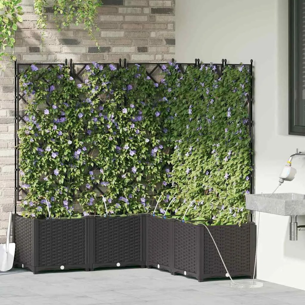 vidaXL Ζαρντινιέρες κήπου Μαύρο 120 x 120 x 142 cm Ατσάλι