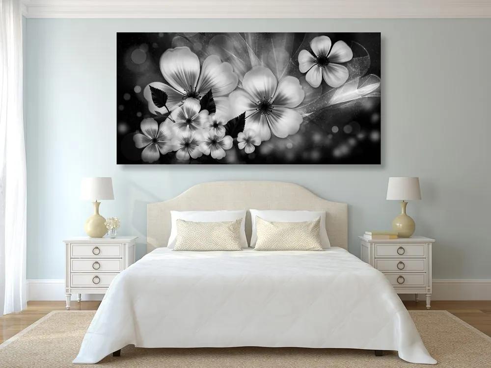 Εικόνα λουλουδιών φαντασίας σε μαύρο & άσπρο - 120x60
