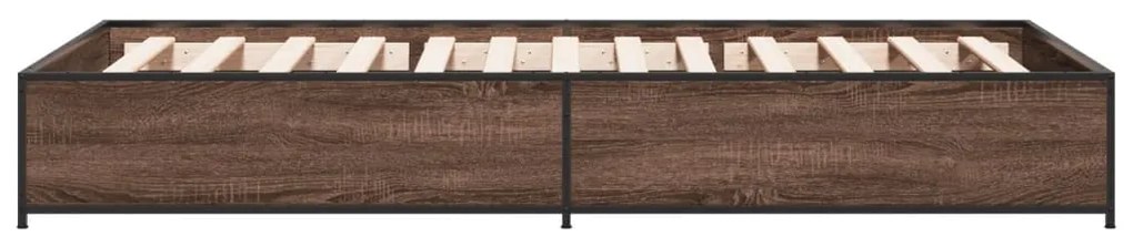 vidaXL Πλαίσιο Κρεβατιού Καφέ Δρυς 100x200 εκ. Επεξ. Ξύλο &amp; Μέταλλο