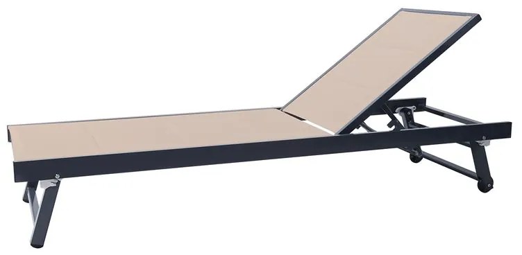 WOODWELL POOL Ξαπλώστρα, Αλουμίνιο Βαφή Ανθρακί, Textilene Μπεζ 64x187x30cm Ε6796,2