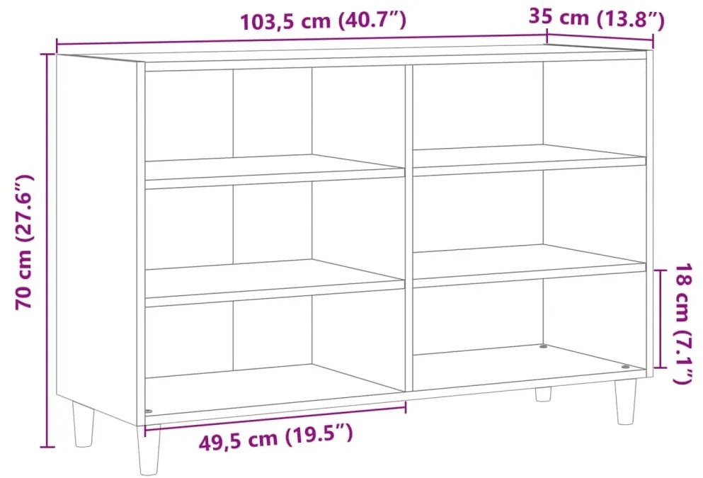Ραφιέρα Αρτισιανή Δρυς 103,5 x 35 x 70 εκ. από Επεξεργ. Ξύλο - Καφέ
