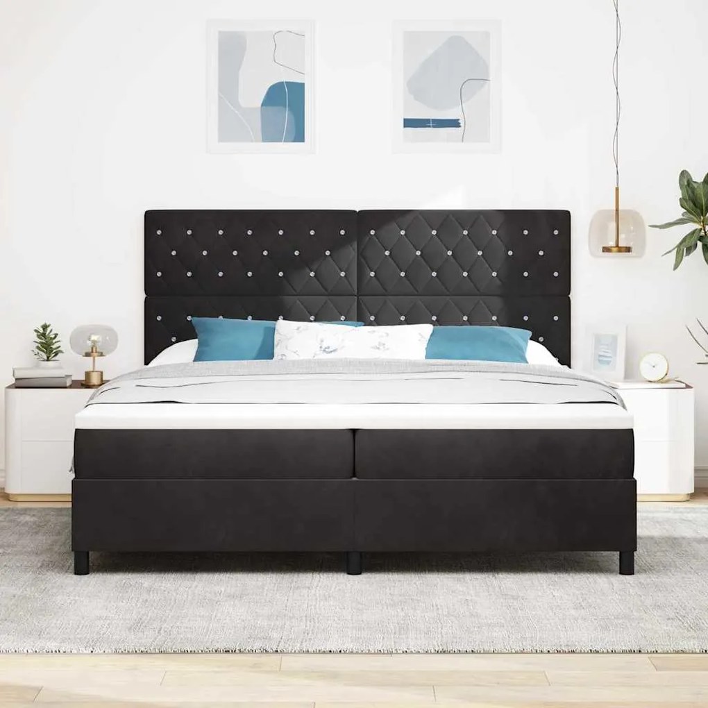 vidaXL Κρεβάτι με ελατήρια με στρώμα Μαύρο 200 x 200 cm Βελούδο