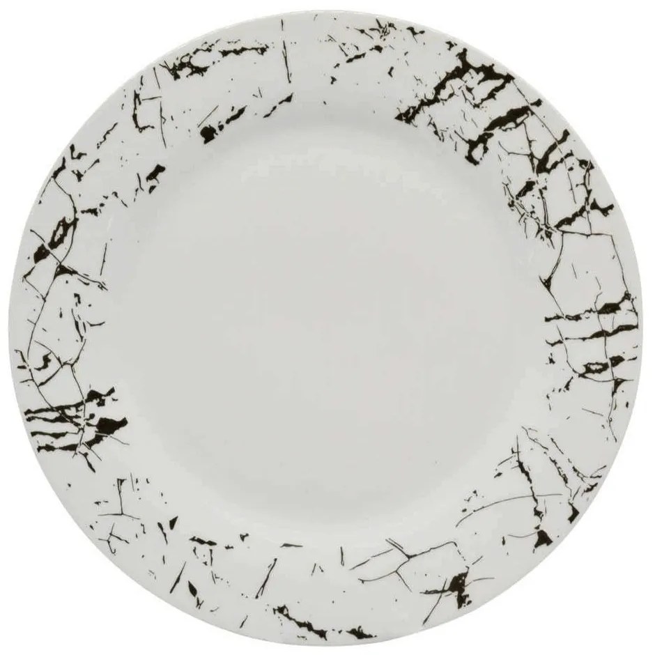 Πιάτο Ρηχό Πορσελάνινο R8059-095 Φ24cm White-Black Ankor Porcelain