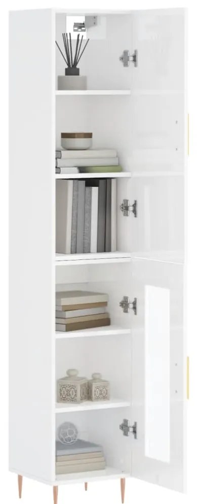 vidaXL Ντουλάπι Γυαλ. Λευκό 34,5 x 34 x 180 εκ. από Επεξεργασμένο Ξύλο