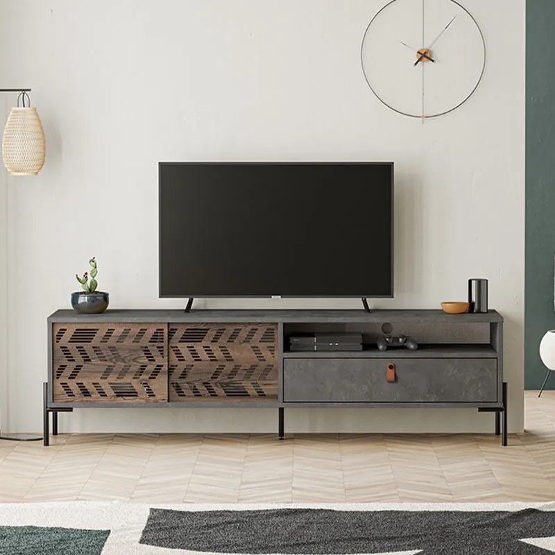 ΕΠΙΠΛΟ ΤΗΛΕΟΡΑΣΗΣ DIONYSOS MEGAPAP ΧΡΩΜΑ ΓΚΡΙ ΡΕΤΡΟ 170X45X48,6ΕΚ.