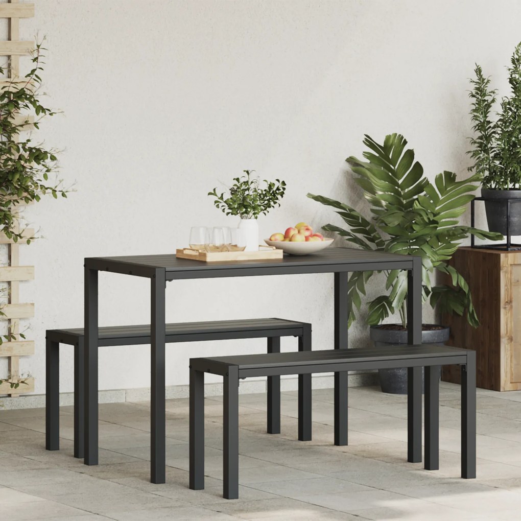 vidaXL Σέτ φαγητού για κήπο με μαξιλάρι 3 pcs Ανθρακί Ατσάλι