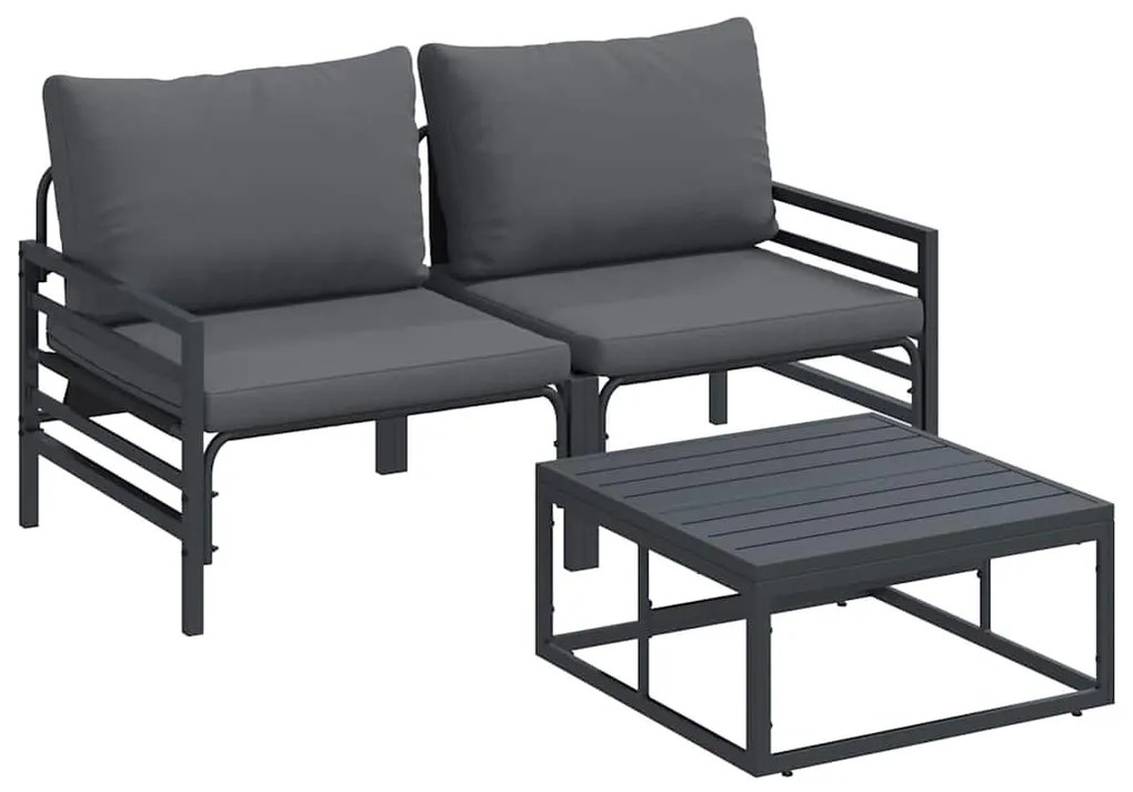 vidaXL Σετ Καναπέ Κήπου 3 pcs Ανθρακί Ατσάλι