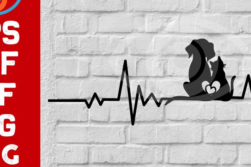 Σετ των 2 Intra απο ξύλο plywood 3mm-4mm πάχος Γάτα με χτύπο καρδιάς σκύλου Line Wall Art Δίασταση 40x40 cm INTRAFABR-67420071