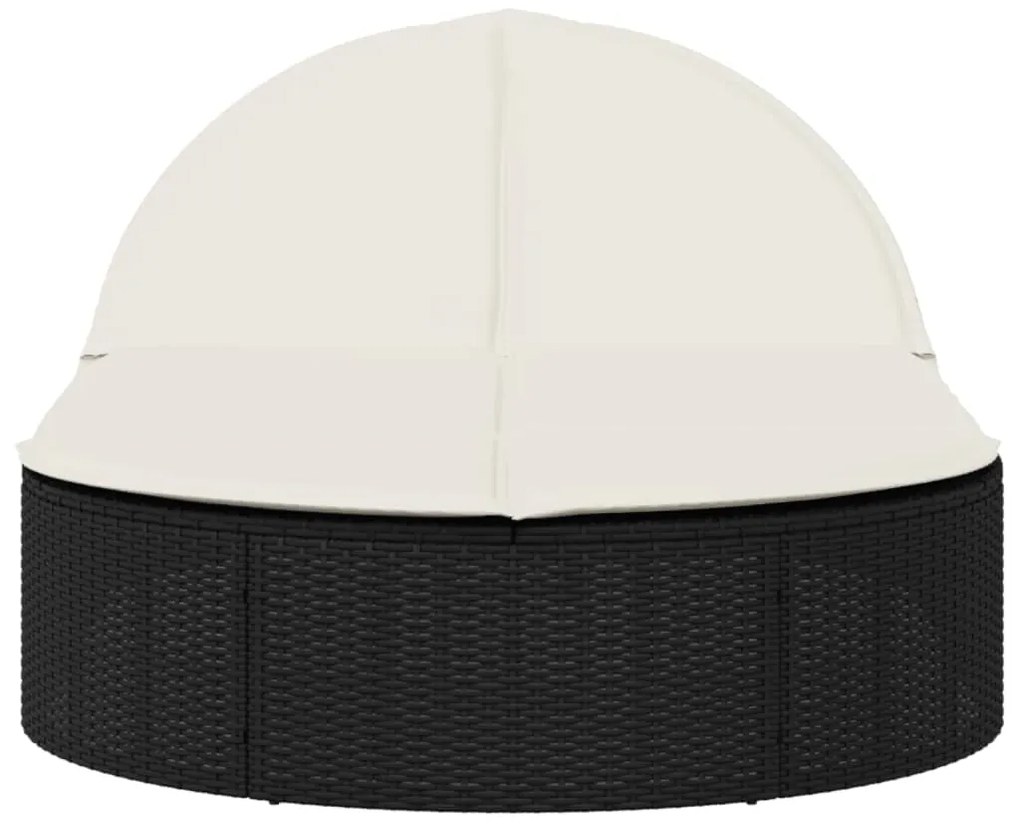 vidaXL Ξαπλώστρα Διπλή Μαύρη από Συνθετικό Ρατάν με Μαξιλάρια