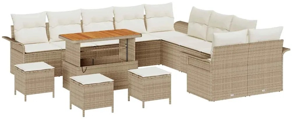 vidaXL Σετ Καναπέ Κήπου 14 pcs Μπεζ συνθετικό ρατάν