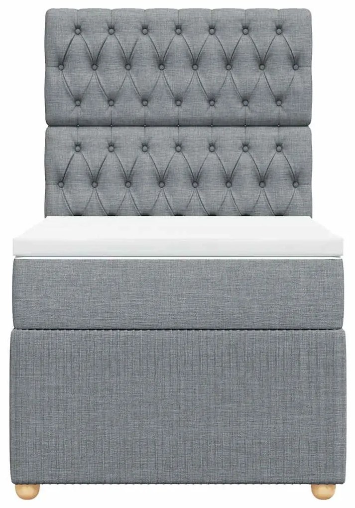 vidaXL Κρεβάτι Boxspring με Στρώμα Ανοιχτό Γκρι 90x200 εκ. Υφασμάτινο