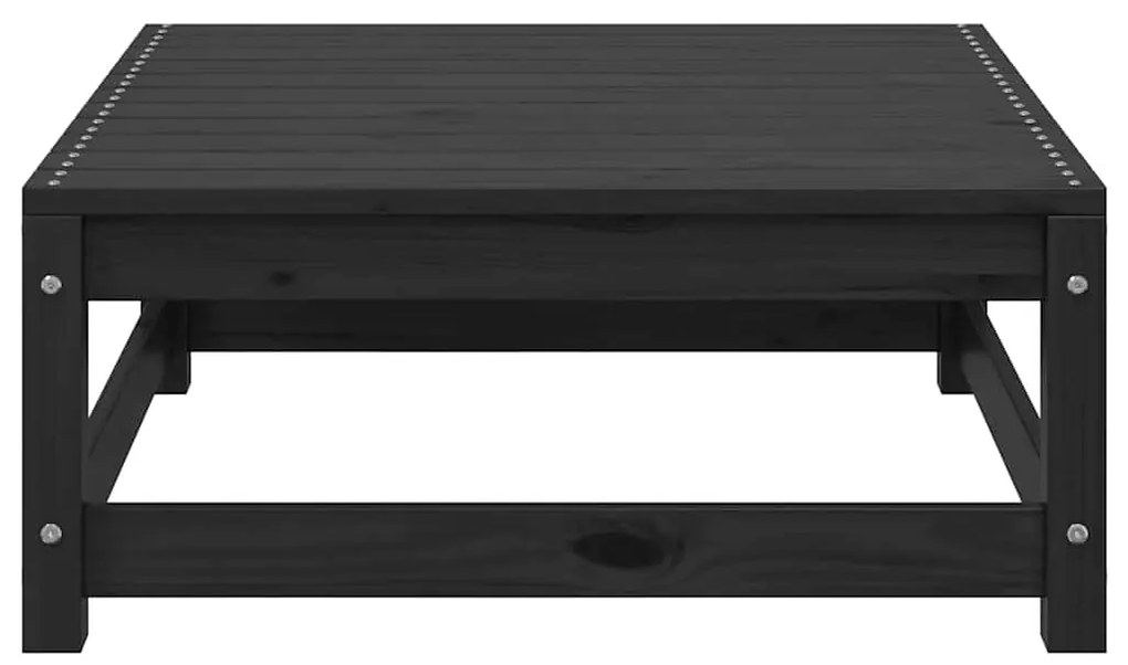 vidaXL Υποπόδιο Κήπου Μαύρο από Μασίφ Ξύλο Πεύκου με Μαξιλάρι