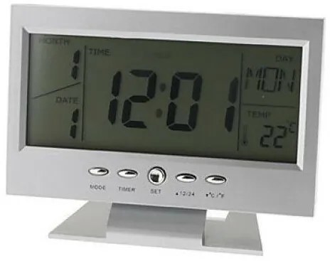 Ψηφιακό Ρολόι Επιτραπέζιο με Ξυπνητήρι DS-8082 Ασημί