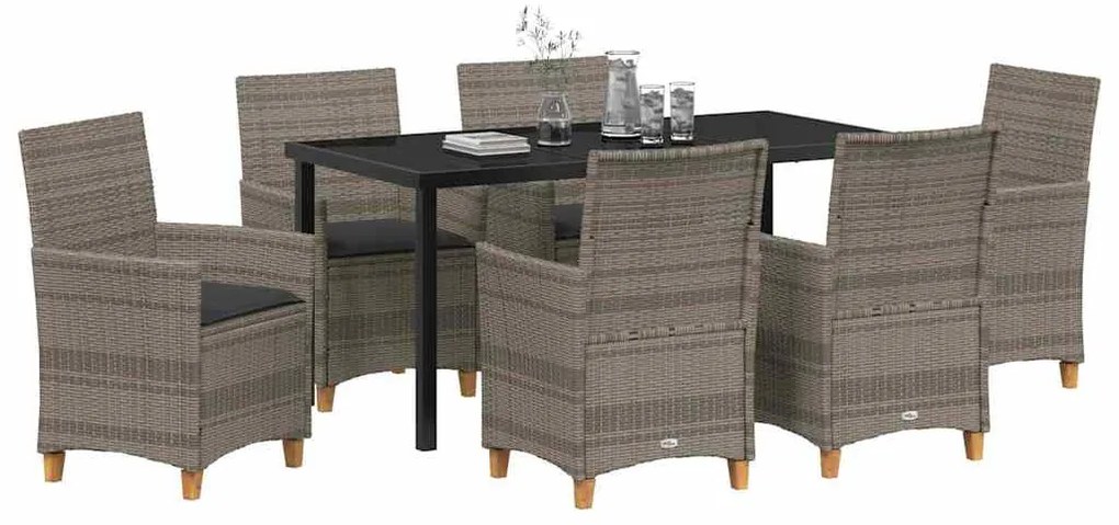 vidaXL Σέτ φαγητού για κήπο 7 pcs Γκρι συνθετικό ρατάν