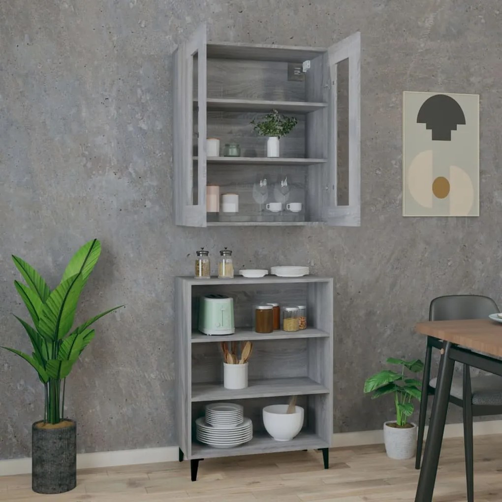 vidaXL Ντουλάπι Γκρι Sonoma 69,5 x 34 x 180 εκ. Επεξεργασμένο Ξύλο
