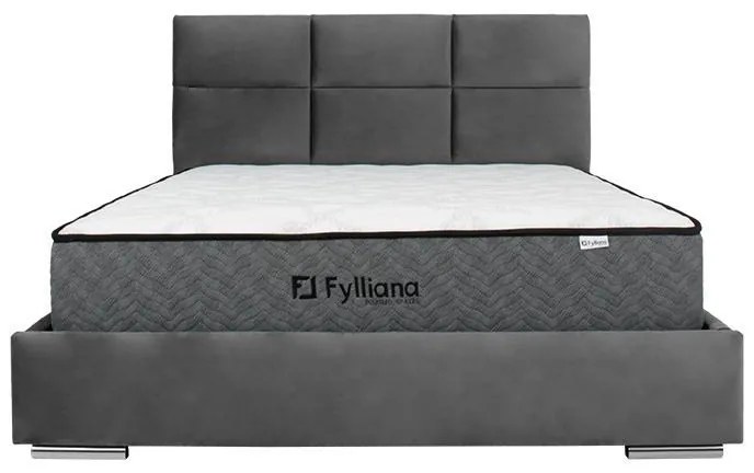 Επενδυμένο Κρεβάτι Berlin Fylliana Γκρί Διπλό 160x200 εκ. 175x212x115 εκ.