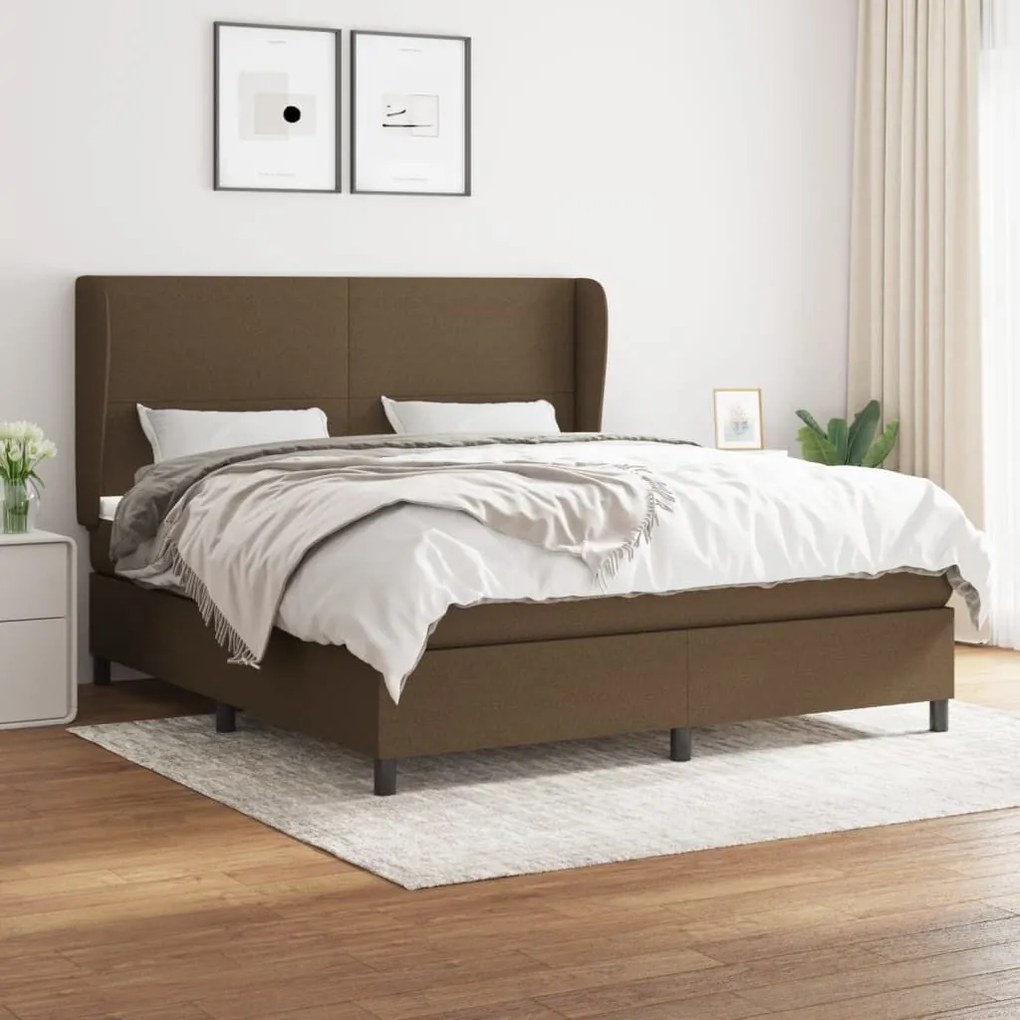 ΚΡΕΒΑΤΙ BOXSPRING ΜΕ ΣΤΡΩΜΑ ΣΚΟΥΡΟ ΚΑΦΕ 160X200 ΕΚ ΥΦΑΣΜΑΤΙΝΟ 3127816