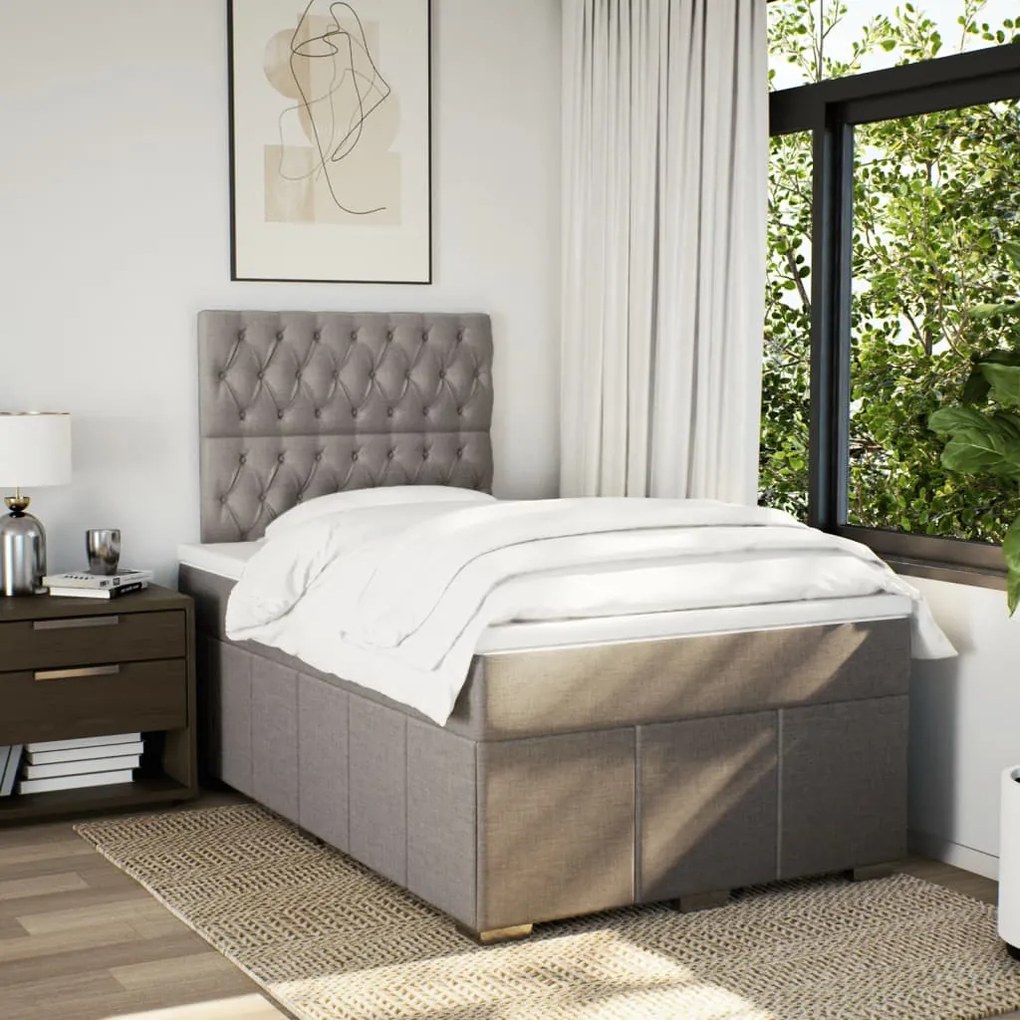 Κρεβάτι Boxspring με Στρώμα Taupe 120x190 εκ. Υφασμάτινο - Μπεζ-Γκρι